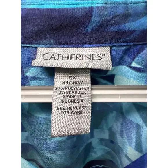 Catherines blue abstract button down‎ shirt womens 5X wacky art to wear artsy - Picture 3 of 7